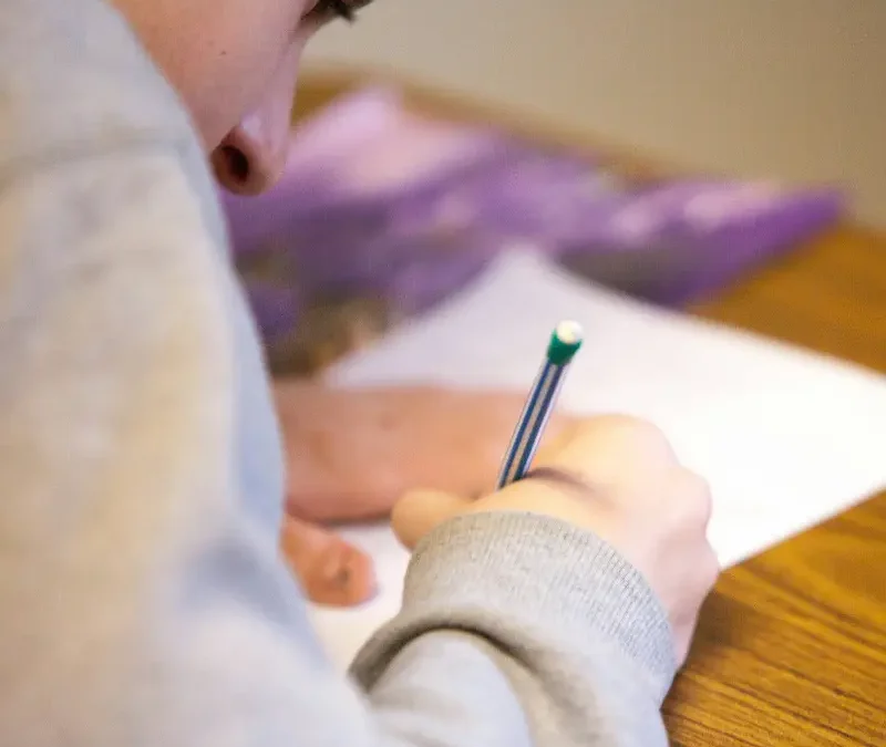 Student taking exam with accommodations