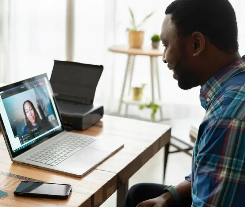 man undergoing a virtual psychoeducational assessment
